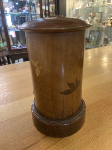 Antique Treen Letterbox Shaped Money Box Japanese Mount Fuji Collectable