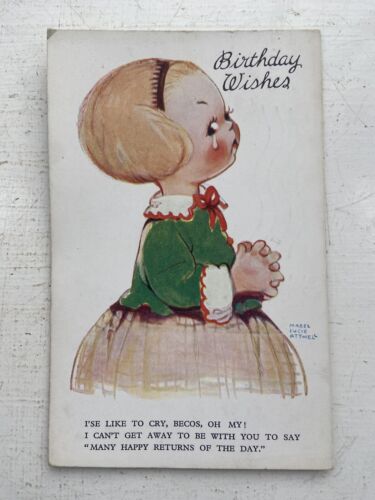 Mable Lucie Attwell Postcard Birthday Wishes Postmarked 1928 Collectable