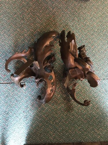 Pair 19th Century Style Rococo Type Bronze Chenet Firedogs Andiron Fireplace