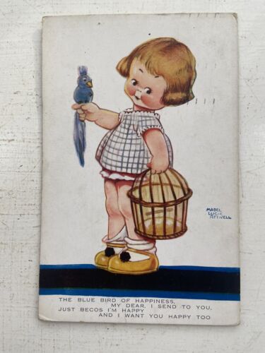 Mabel Lucie Attwell Postcard Bluebird of Happiness Postmark  1927 Collectable