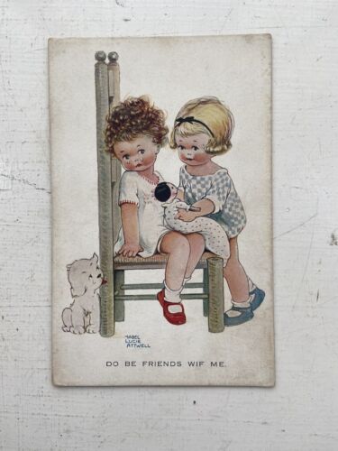 Vintage Mabel Lucie Attwell Postcard Unposted Do Be Friends Wif Me Collectable