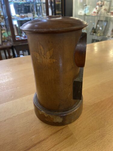 Antique Treen Letterbox Shaped Money Box Japanese Mount Fuji Collectable