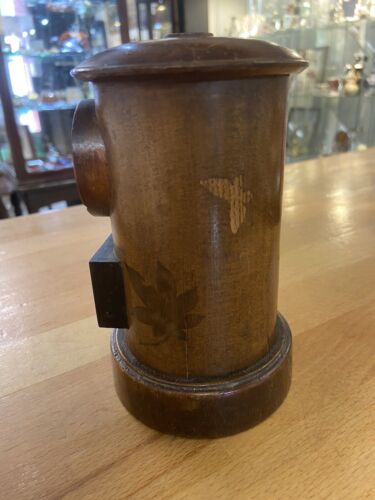 Antique Treen Letterbox Shaped Money Box Japanese Mount Fuji Collectable