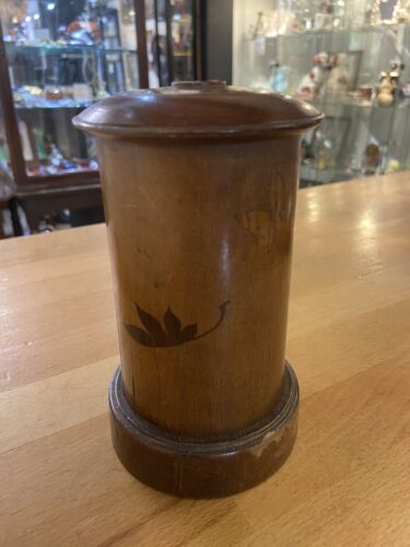 Antique Treen Letterbox Shaped Money Box Japanese Mount Fuji Collectable