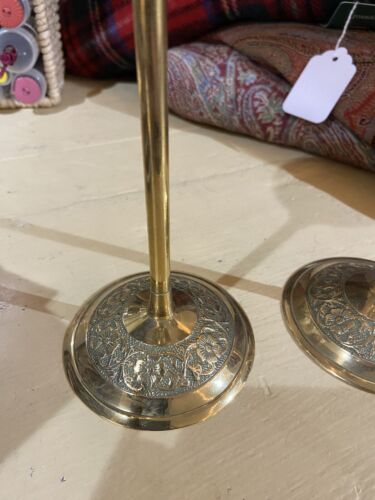 Attractive Vintage Pair of Brass Candlesticks Cup Candle Holders Collectable