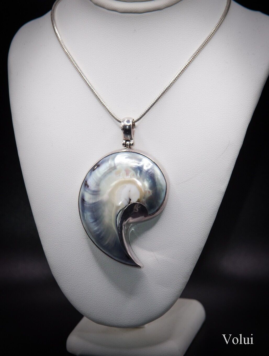 Stunning 925 Sterling Silver Mounted Shell Pendant and Chain Great Gift