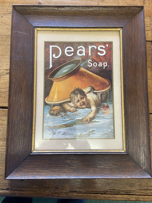 Original Pears Soap Advertising Poster Framed Oh! Here's A Merry Christmas