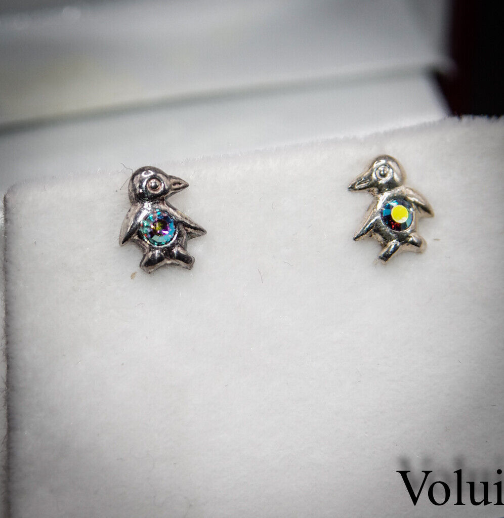 Fun Silver Penguin Earrings Brand New Unworn