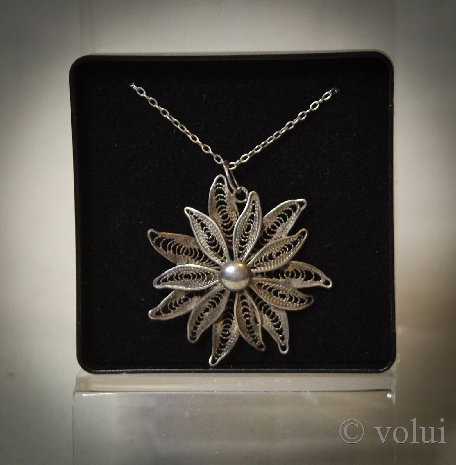 Silver Necklace with Silver Flower Pendant Boxed Gift Idea Present