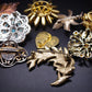 Collection of 10 Vintage Costume Jewellery Brooches Floral Leaf Feather 
