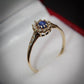 Beautiful 9 Carat Gold Blue Stone and White Sapphire Ring Pre-Owned Size N 1/2