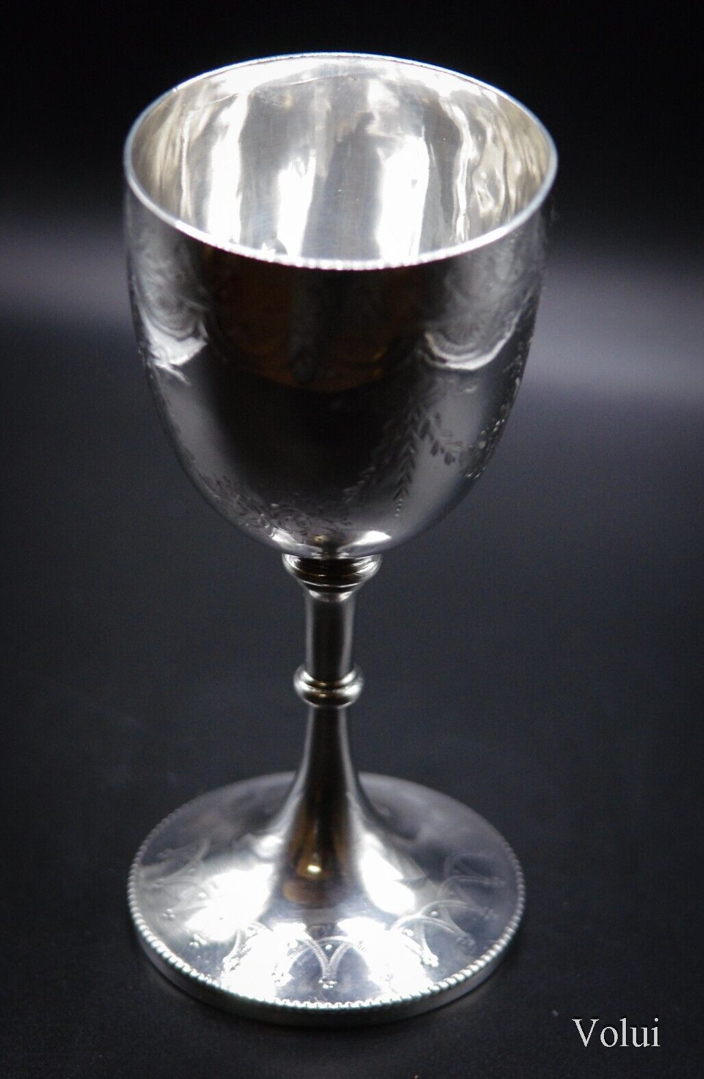 Beautiful Antique Victorian Solid Silver Engraved Goblet Henry Holland 1876