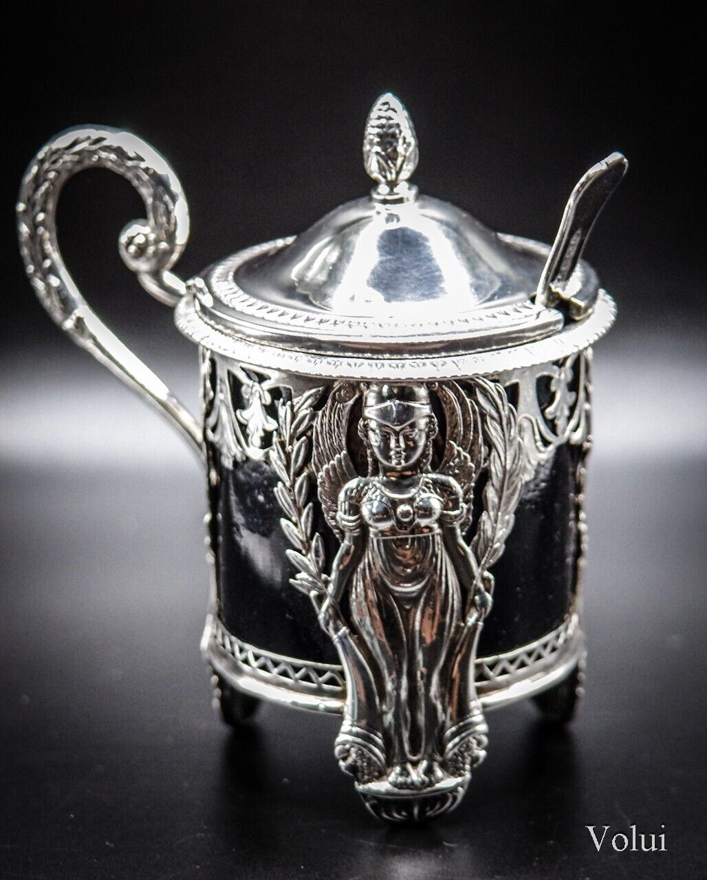 Stunning Denis Garreau Antique .950 Silver French Mustard Pot