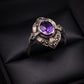 Attractive Silver Ring With Purple Stone In Celtic Style Size N Pre-Owned