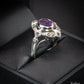 Attractive Silver Ring With Purple Stone In Celtic Style Size N Pre-Owned