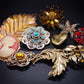 Collection of 10 Vintage Costume Jewellery Brooches Floral Leaf Feather 