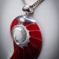 Stunning Statement Piece 925 Sterling Silver Mounted Shell Pendant and Necklace
