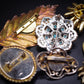Collection of 10 Vintage Costume Jewellery Brooches Floral Leaf Feather 