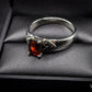 Beautiful Silver Ring With Red Stone and Attractive Shoulder Size R Pre-Owned