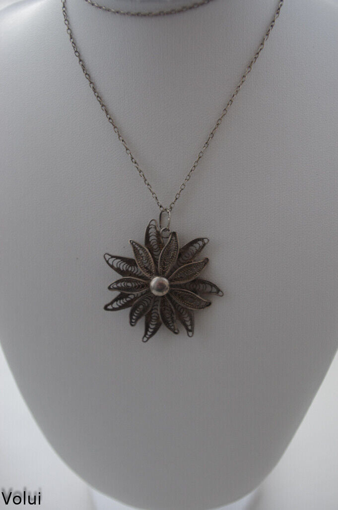 Silver Necklace with Silver Flower Pendant Boxed Gift Idea Present