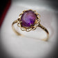 Pretty 9 Carat Gold Amethyst Dress Ring Size S 1/2 Pre-Owned Great Gift Idea