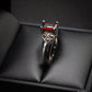 Beautiful Silver Ring With Red Stone and Attractive Shoulder Size R Pre-Owned