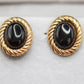 Attractive 9 Carat Gold And Onyx Earrings For Pierced Ears Jewellery