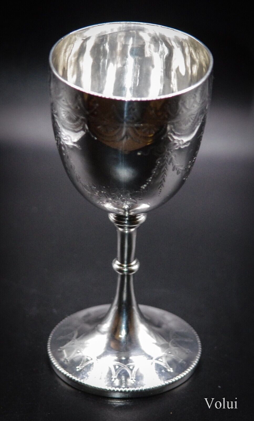 Beautiful Antique Victorian Solid Silver Engraved Goblet Henry Holland 1876