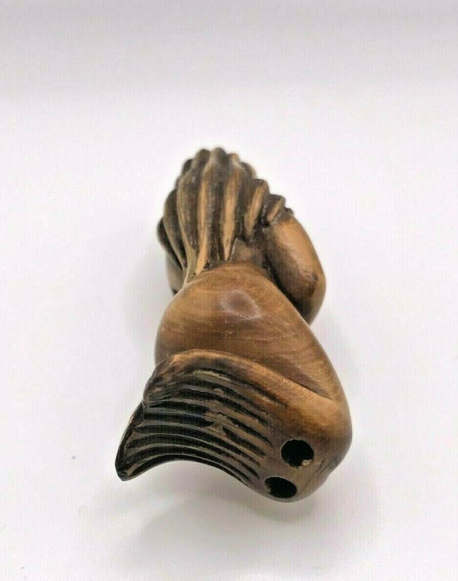 Beautiful Vintage Japanese Wooden Mermaid Netsuke Collectable