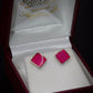 Pretty Silver Diamond Shaped Earrings With Pink Enameling Brand New Unworn 