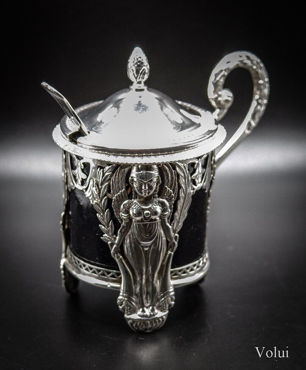 Stunning Denis Garreau Antique .950 Silver French Mustard Pot