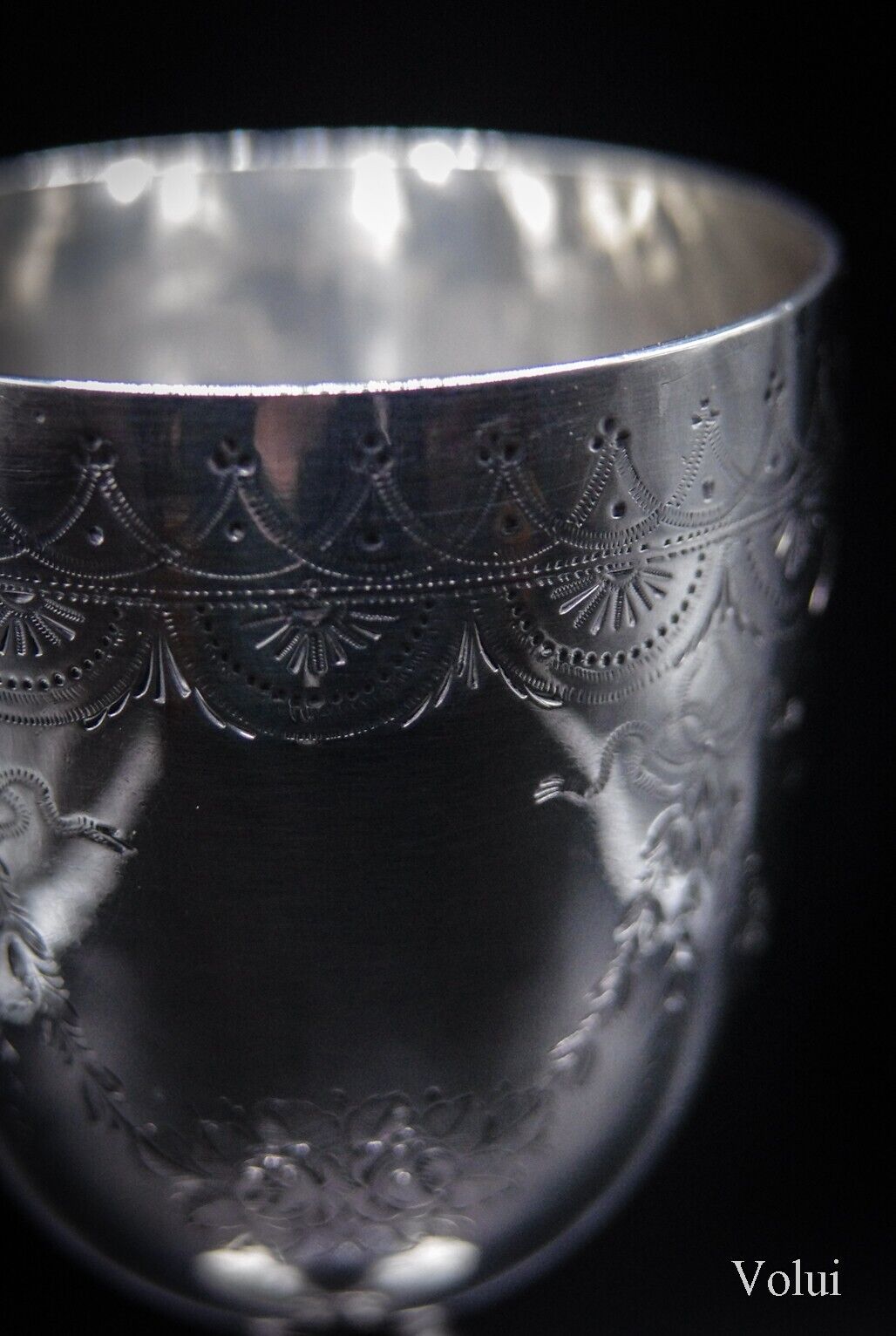 Beautiful Antique Victorian Solid Silver Engraved Goblet Henry Holland 1876