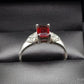 Beautiful Silver Ring With Red Stone and Attractive Shoulder Size R Pre-Owned