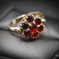 Beautiful 9ct Gold and Garnet Cluster Ring Size M 1/2 Pre-Owned Jewellery