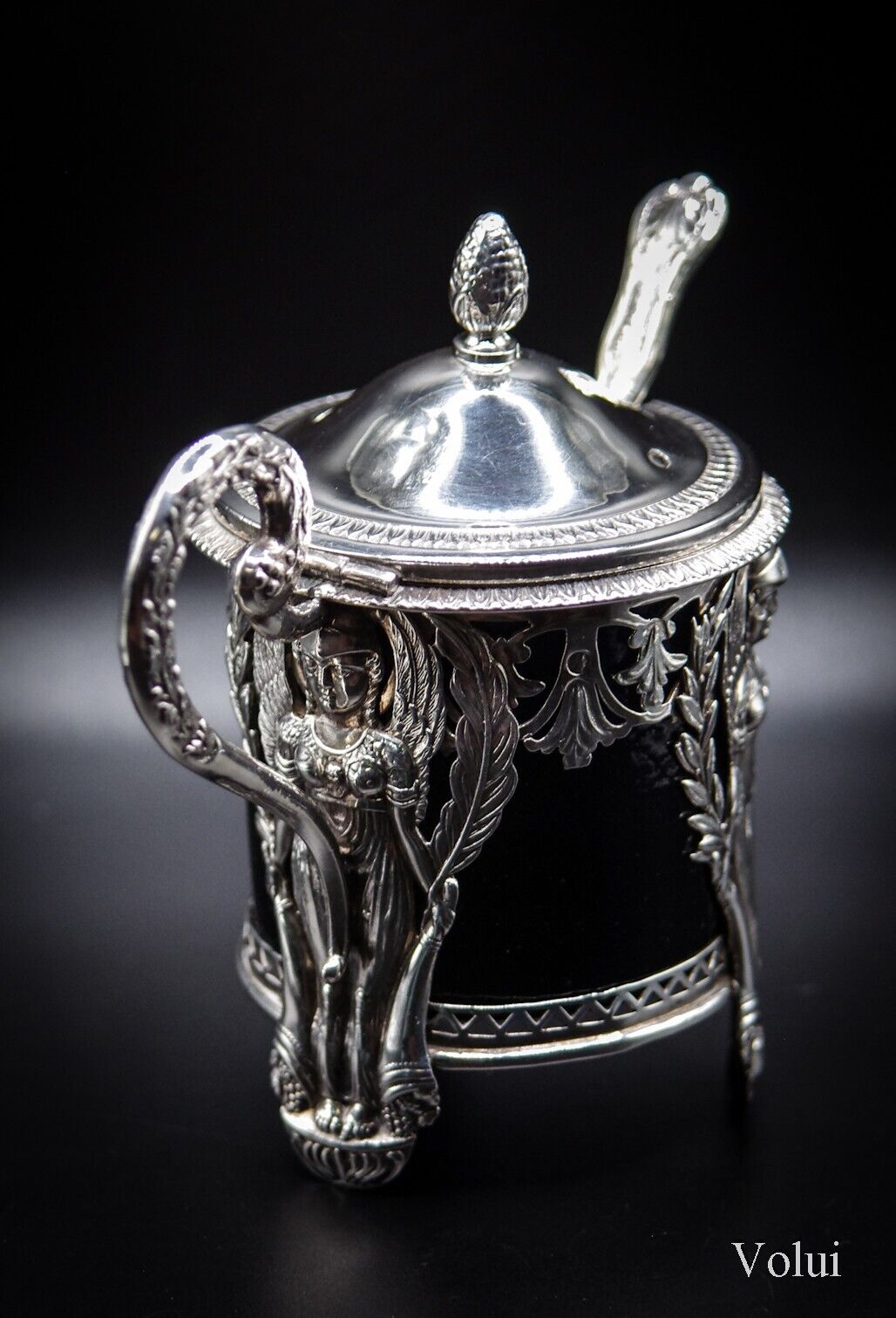 Stunning Denis Garreau Antique .950 Silver French Mustard Pot