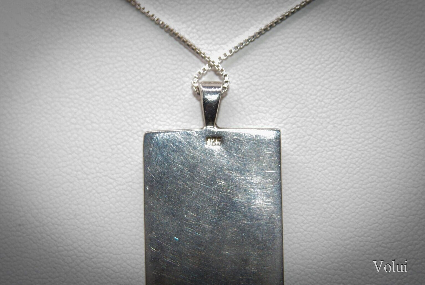 Unusual and Eyecatching 925 Sterling Silver Mounted Pendant and Chain Great Gift