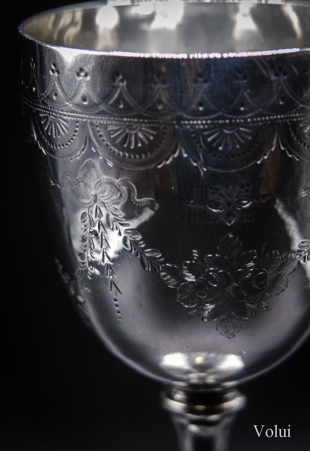 Beautiful Antique Victorian Solid Silver Engraved Goblet Henry Holland 1876