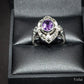 Attractive Silver Ring With Purple Stone In Celtic Style Size N Pre-Owned