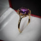 Pretty 9 Carat Gold Amethyst Dress Ring Size S 1/2 Pre-Owned Great Gift Idea